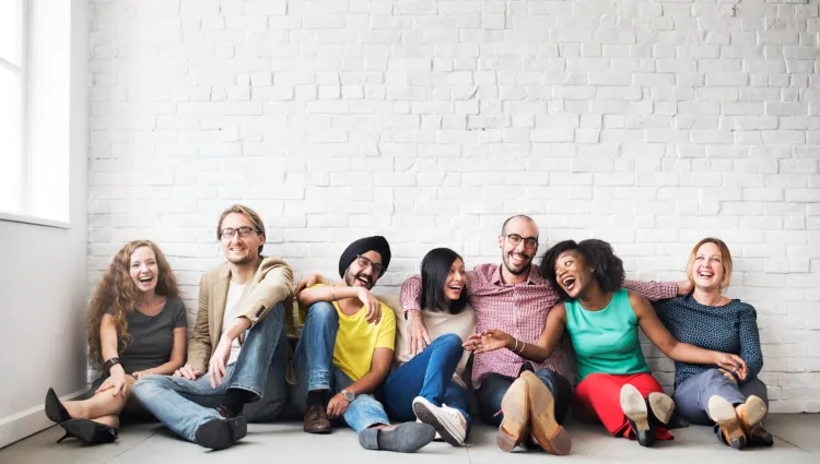 People together smiling together. 